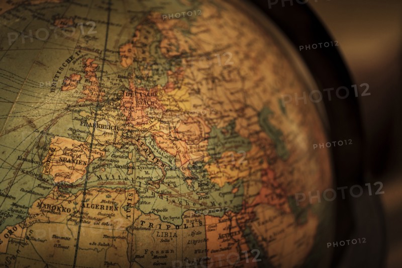 Close up of antique globe