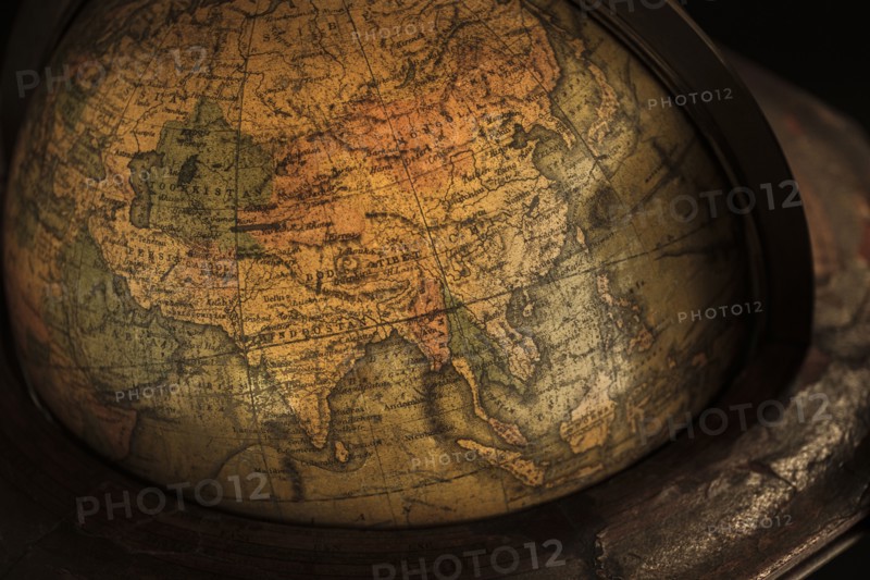 Close up of antique globe