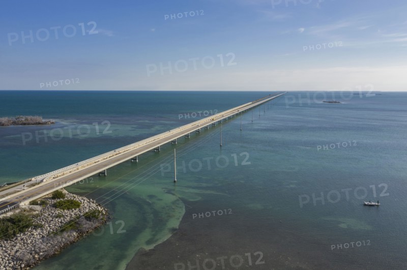 Aerial view of Seven Mile Bridge in Florida Keys, USA