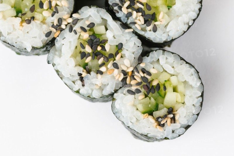 Sushi with cucumber and sesame seeds