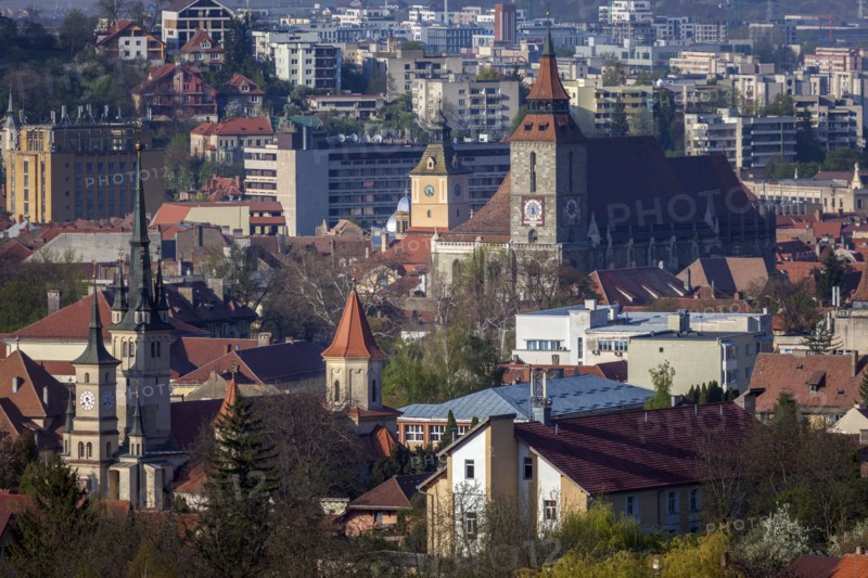 Cityscape with churches in Brasov