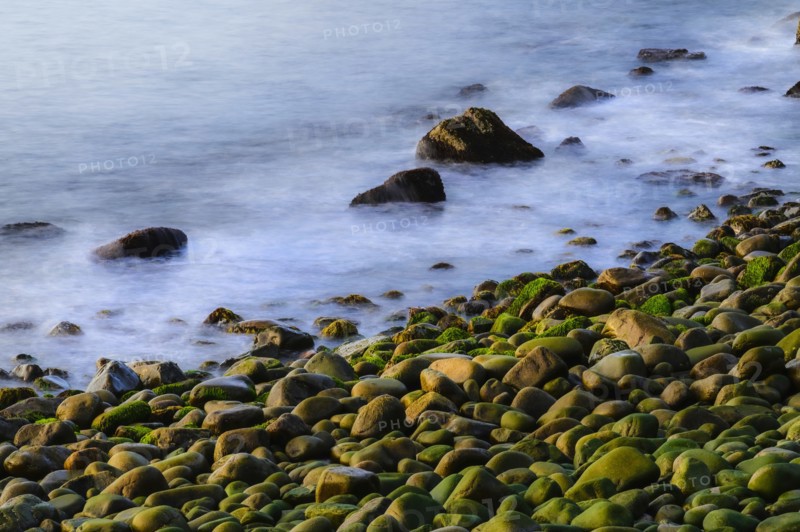 Long exposure shot of rock beach in Acadia National Park