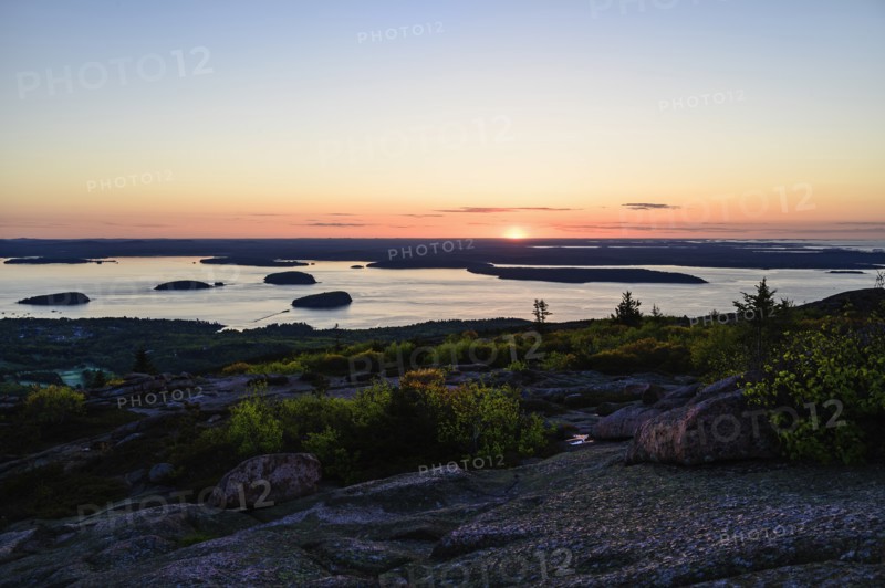 Islands in Frenchman Bay at sunrise in Acadia National Park