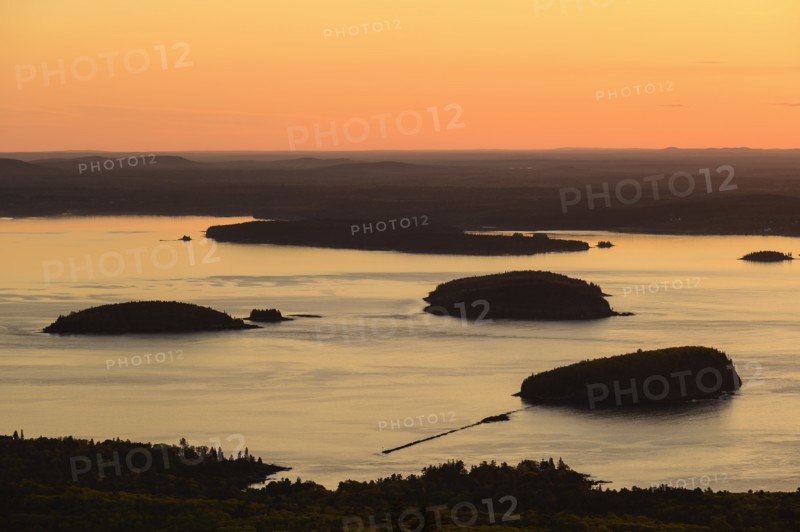 Islands in Frenchman Bay at sunrise in Acadia National Park