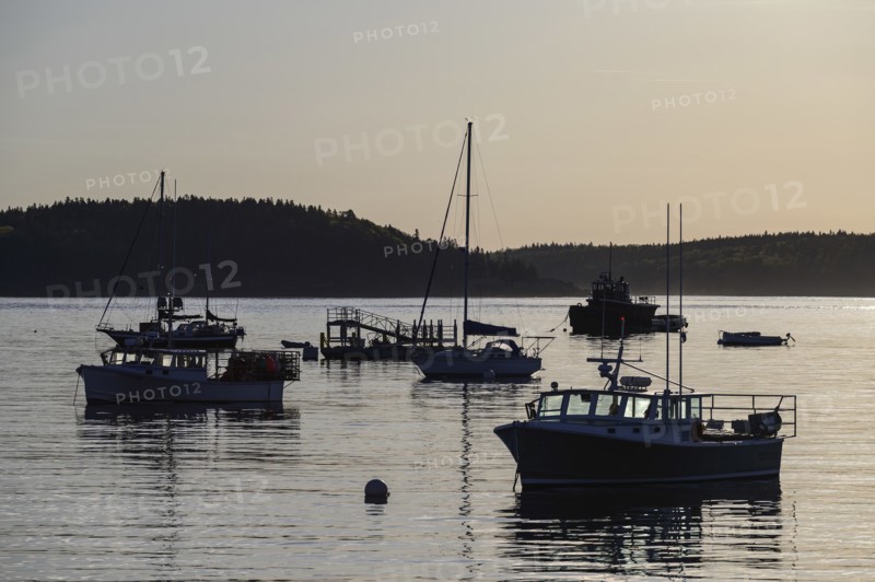 Fishing boats at sunset in Bar Harbor