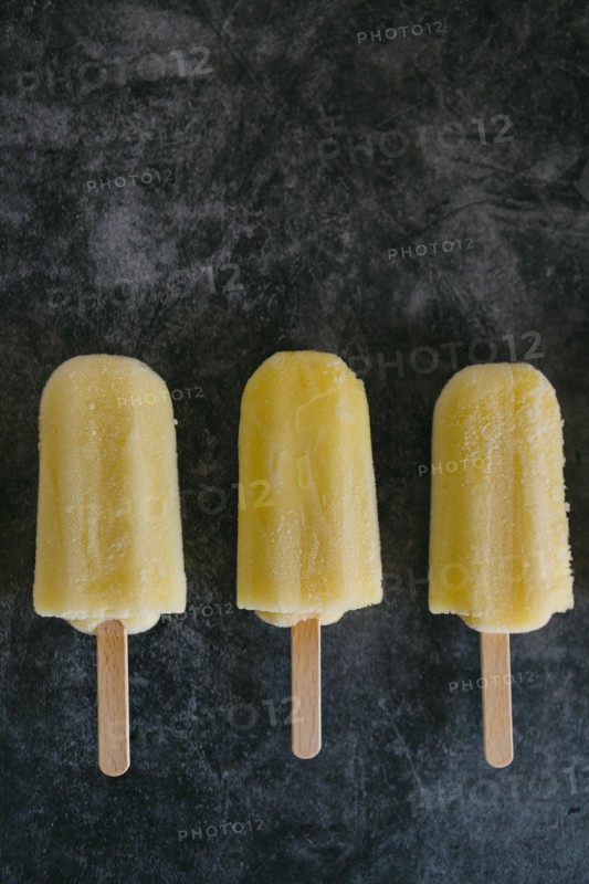 Row of lemon ice pops