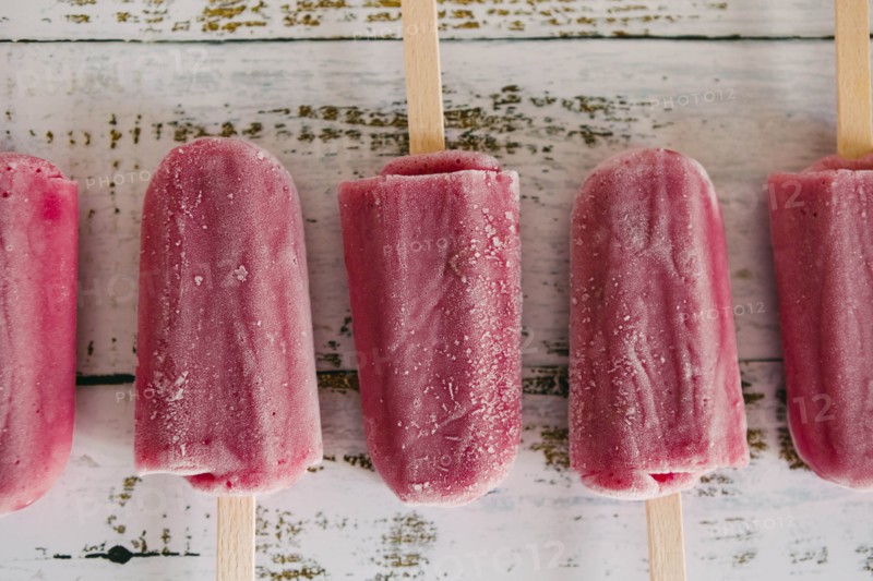 Row of berry ice pops