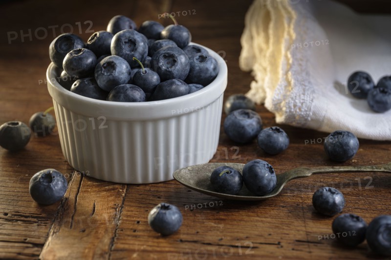 Ramekin of blueberries with spoon