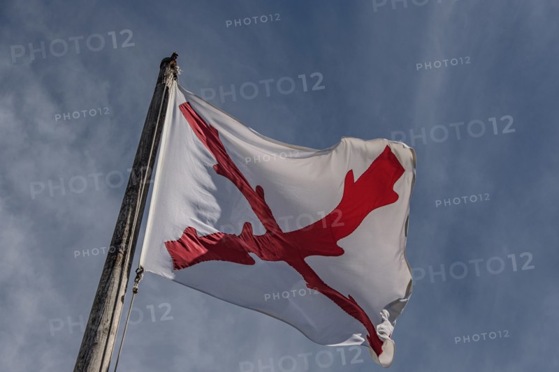 Cross of Burgundy flag at Castillo de San Marcos in St. Augustine