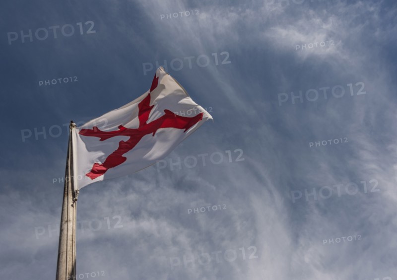 Cross of Burgundy flag at Castillo de San Marcos in St. Augustine