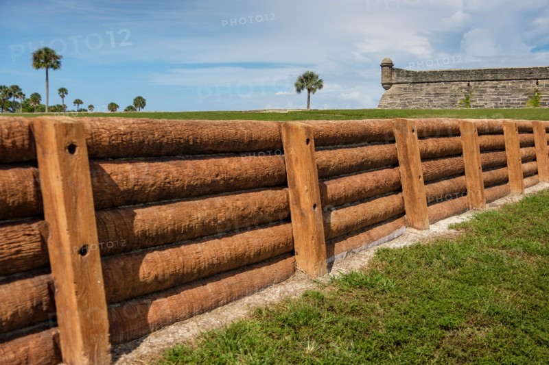 Wooden fence by Castillo de San Marcos in St. Augustine