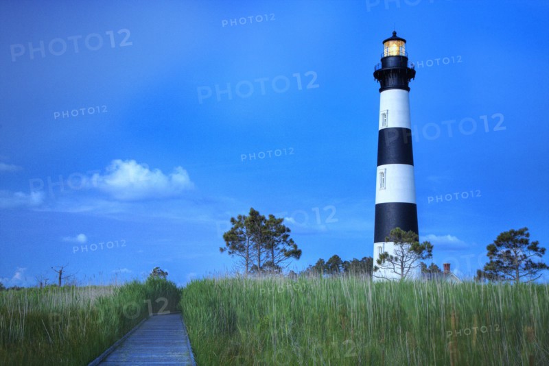 Bodi Island Lighthouse at sunset in North Carolina