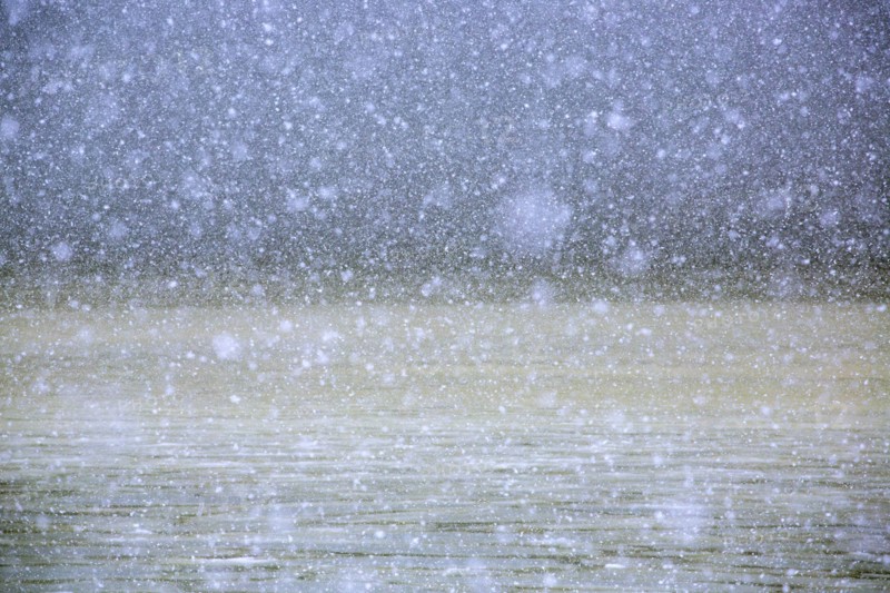 Snow over lake