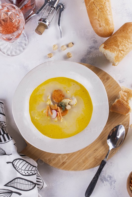 Pumpkin soup with croutons