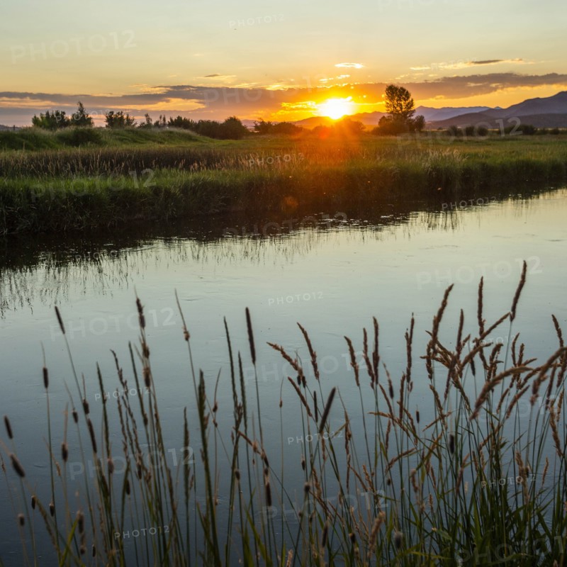 River at sunset in Picabo, Idaho, USA