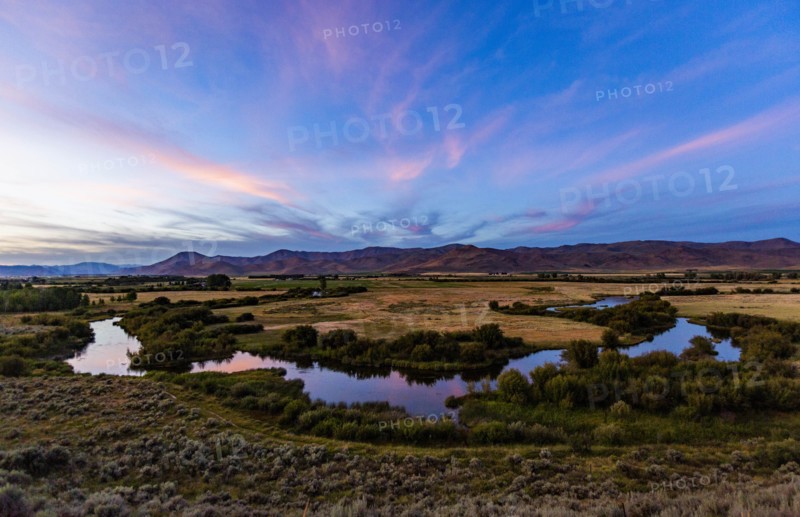 River at sunset in Picabo, Idaho, USA