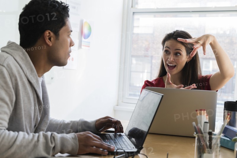 Businesswoman explaining something to coworker