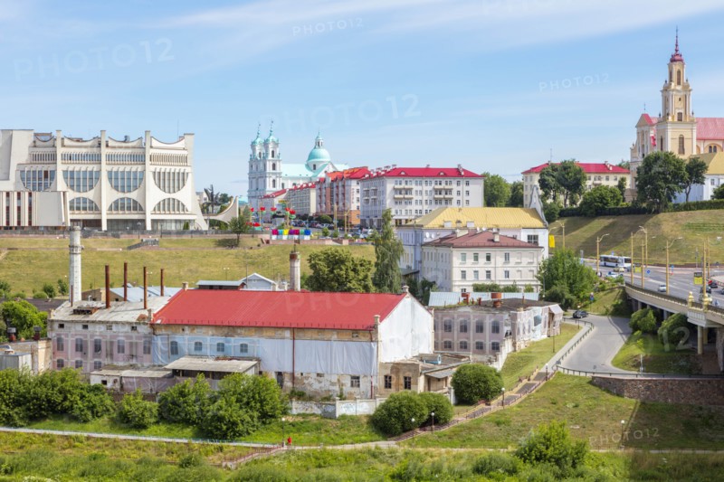 Cityscape of colorful buildings in Grodno, Belarus