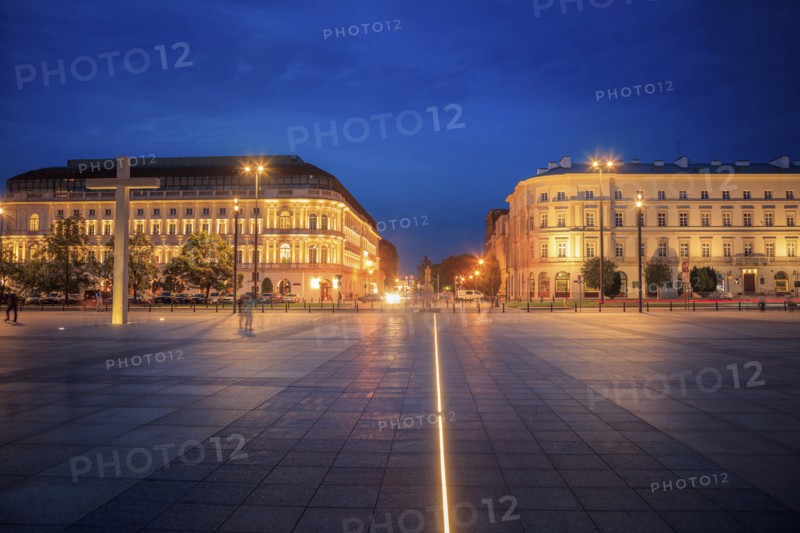 Pilsudski Square at night in Warsaw, Masovia, Poland