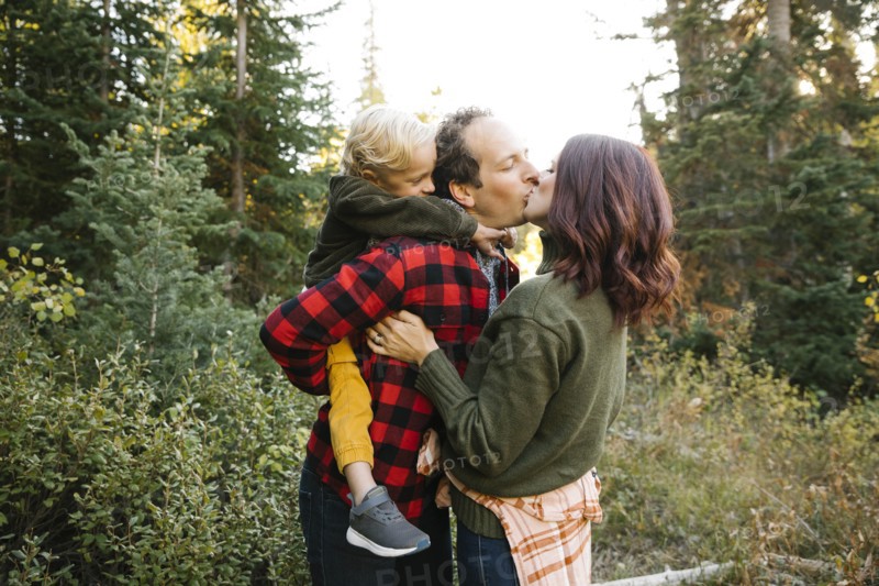 Family in forest