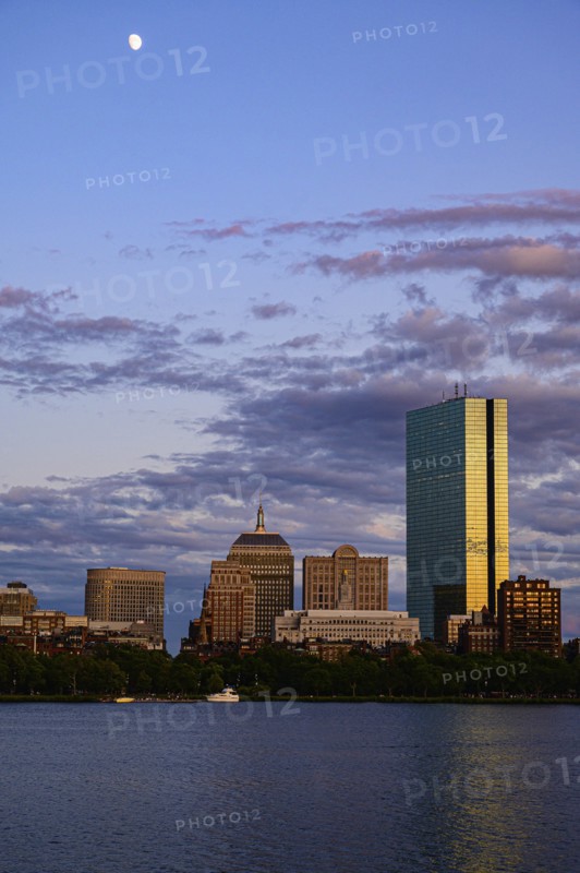 City skyline at sunset in Boston, Massachusetts, USA