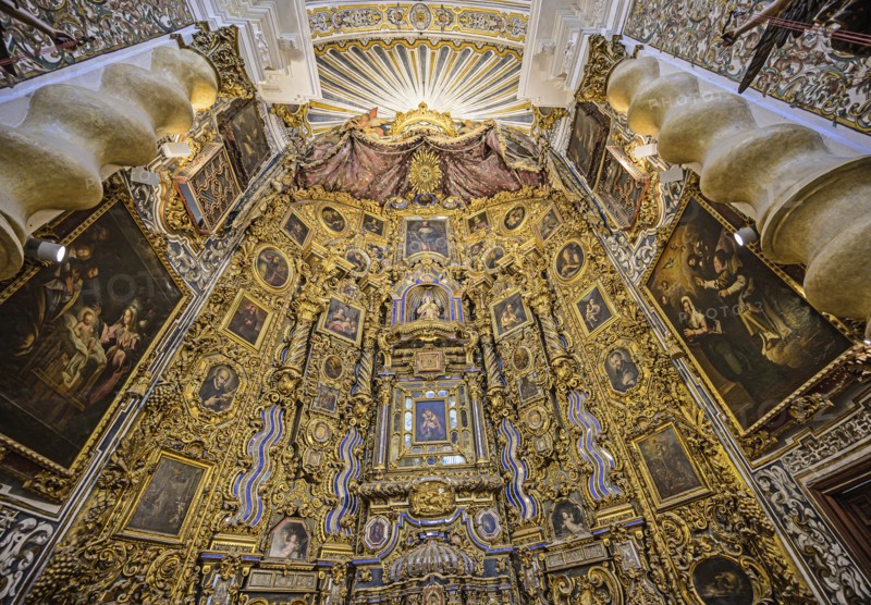 Ornate alter in Church of Saint Louis of France in Seville, Andalusia, Spain