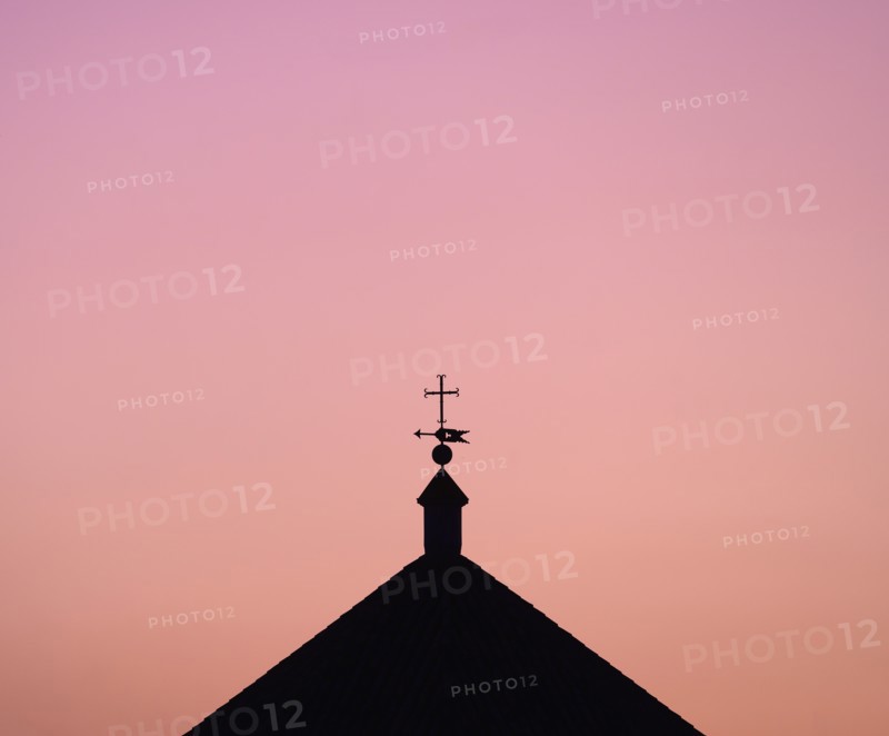 Silhouette of church roof at sunset in Seville, Andalusia, Spain