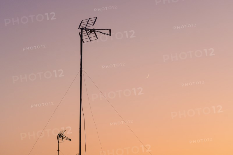 Silhouette of antenna at sunset in Seville, Andalusia, Spain