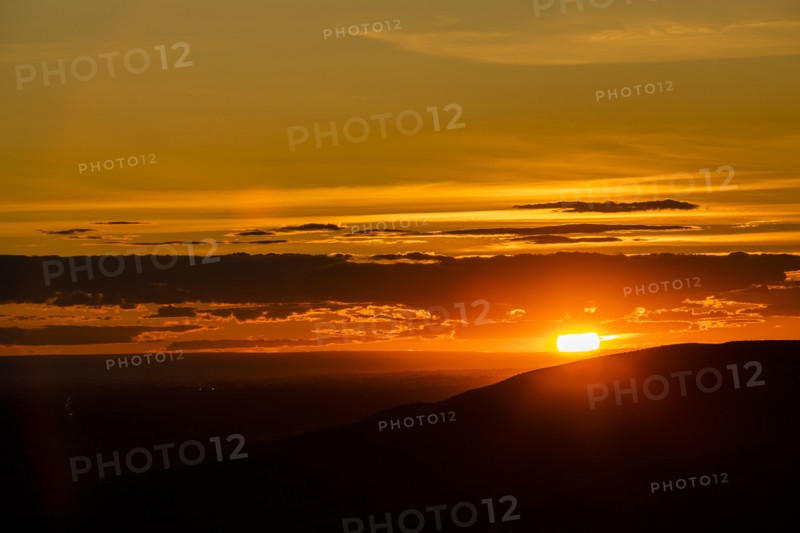 Silhouette of Boise Foothills at sunset in Boise, Idaho, USA