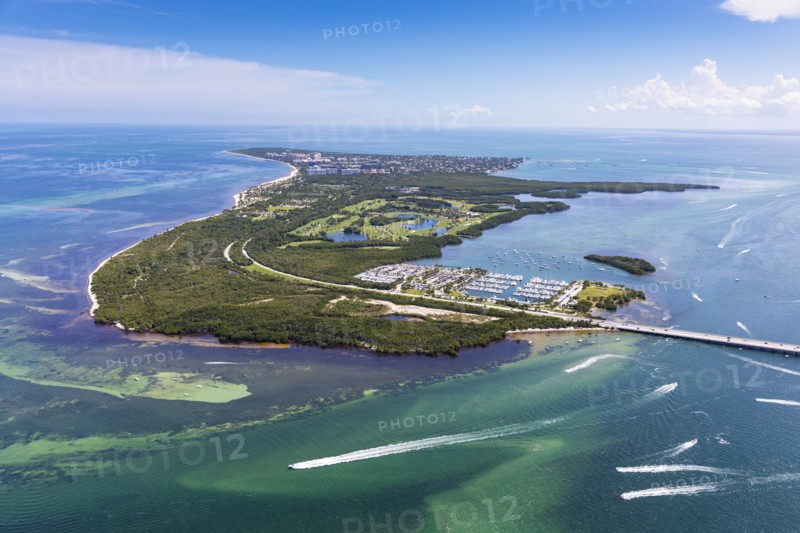 Aerial view of peninsula in Key Biscayne, Florida, USA