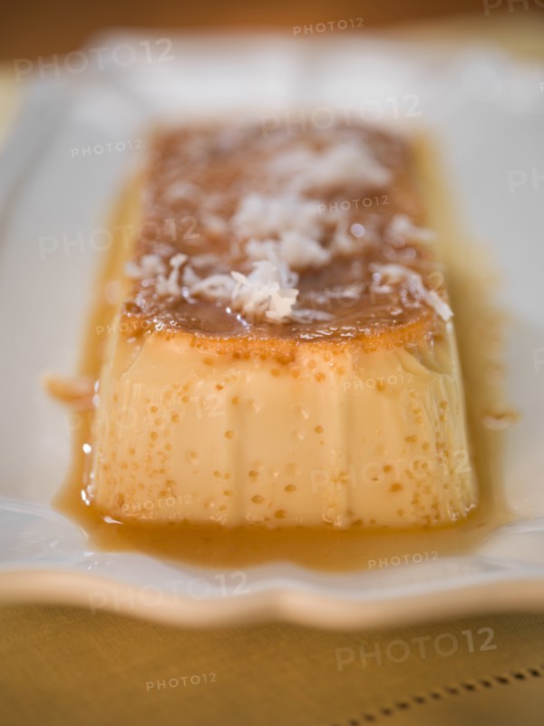 Close up of flan on plate