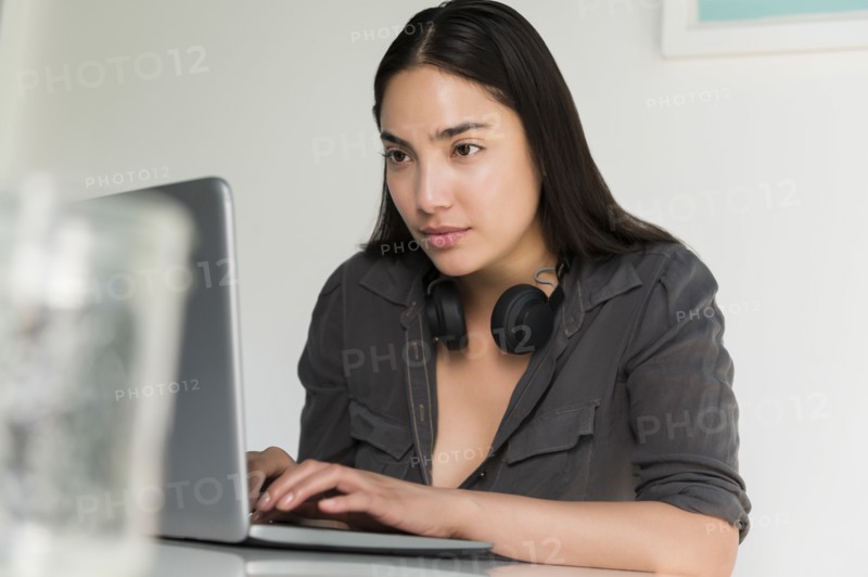Woman using laptop