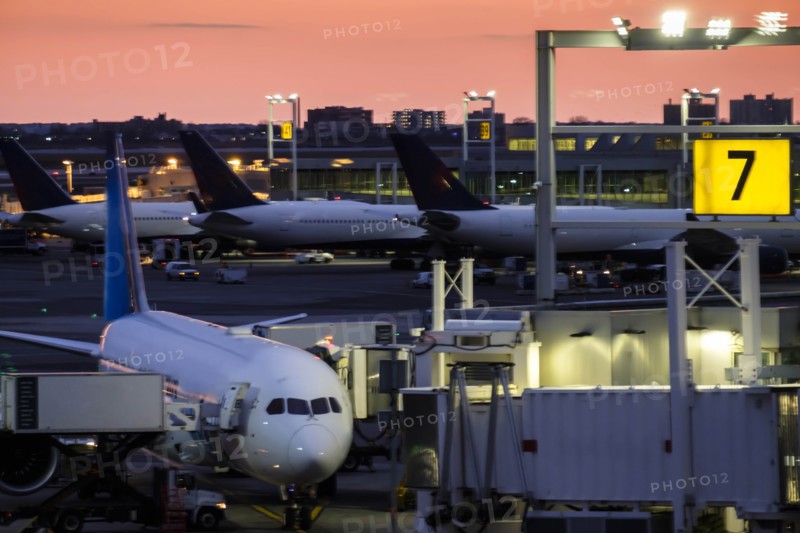 Airplane at airport terminal