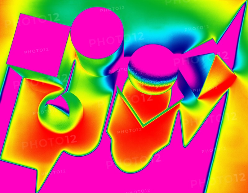 High angle view of colorful geometric shapes