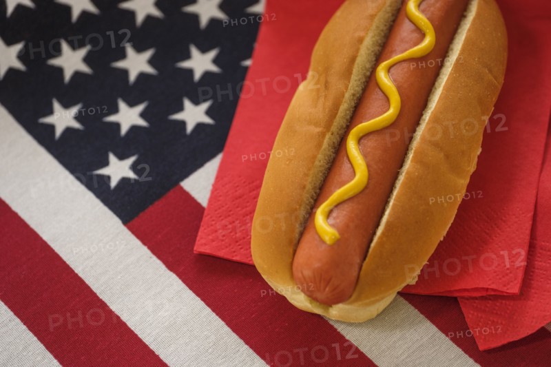 Hot dog on American flag