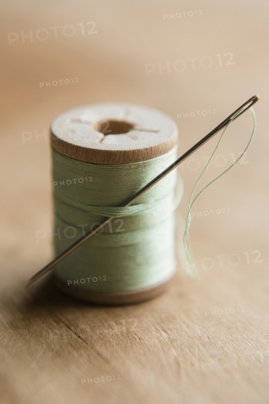 Green thread and needle