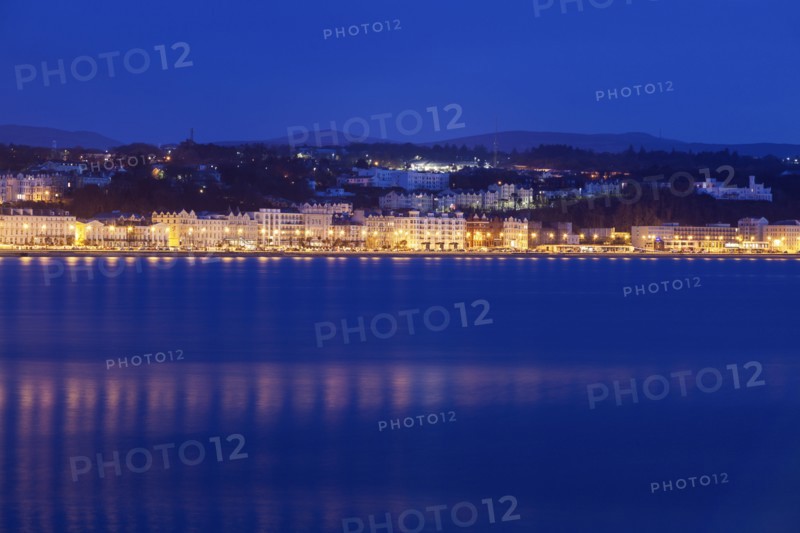 Buildings at night along waterfront of Douglas, Isle of Man