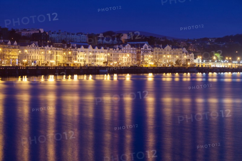 Buildings at night along waterfront of Douglas, Isle of Man