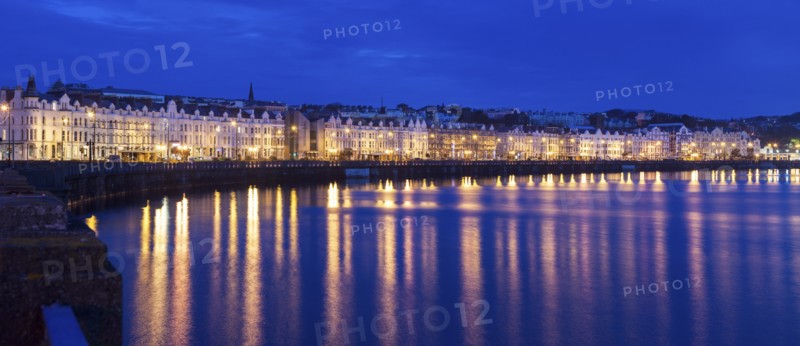 Buildings at night along waterfront of Douglas, Isle of Man