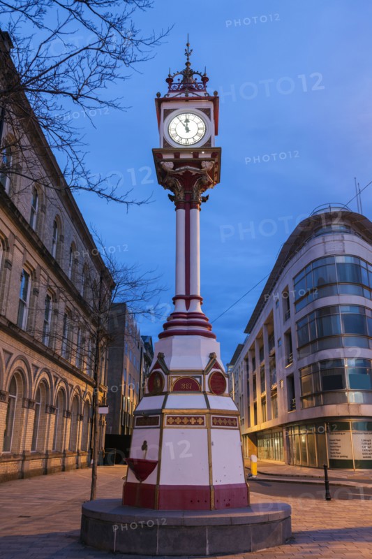 Turret clock at night in Douglas, Isle of Man