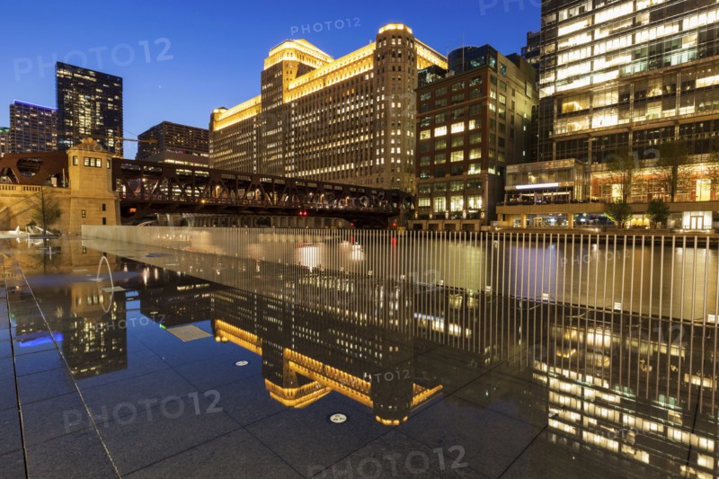 Architecture during night in Chicago