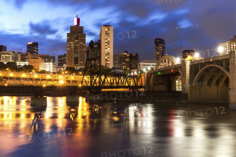Cityscape of St. Paul, Minnesota at night