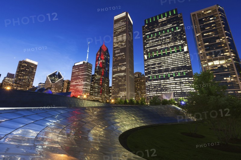 Architecture during night in Chicago