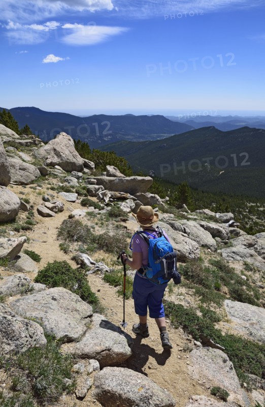 Woman hiking in Mount Evans Recreational Area, Colorado