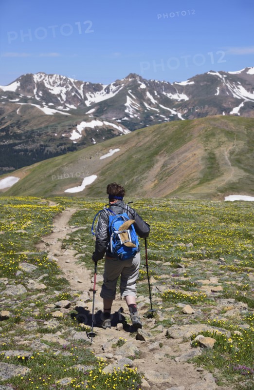 Woman hiking on Loveland Pass, Colorado