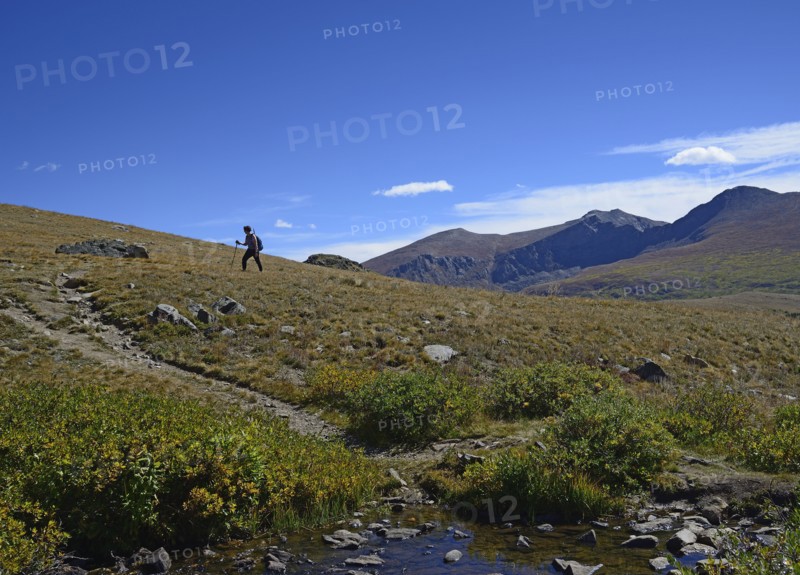 Woman hiking on Square Top Mountain in Colorado