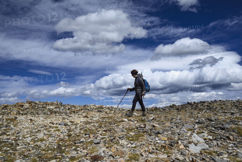 Woman hiking on Square Top Mountain in Colorado