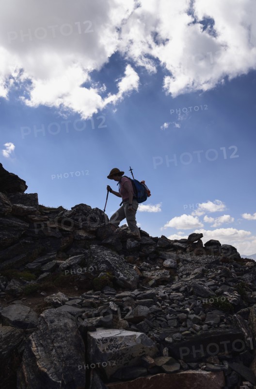 Woman hiking on Mount Flora in Colorado