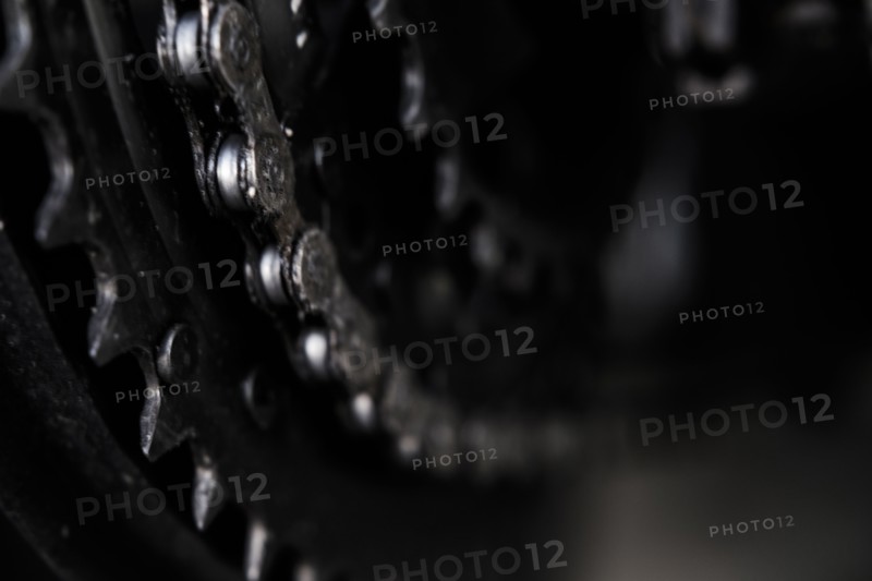 Close up of bicycle gears and chain
