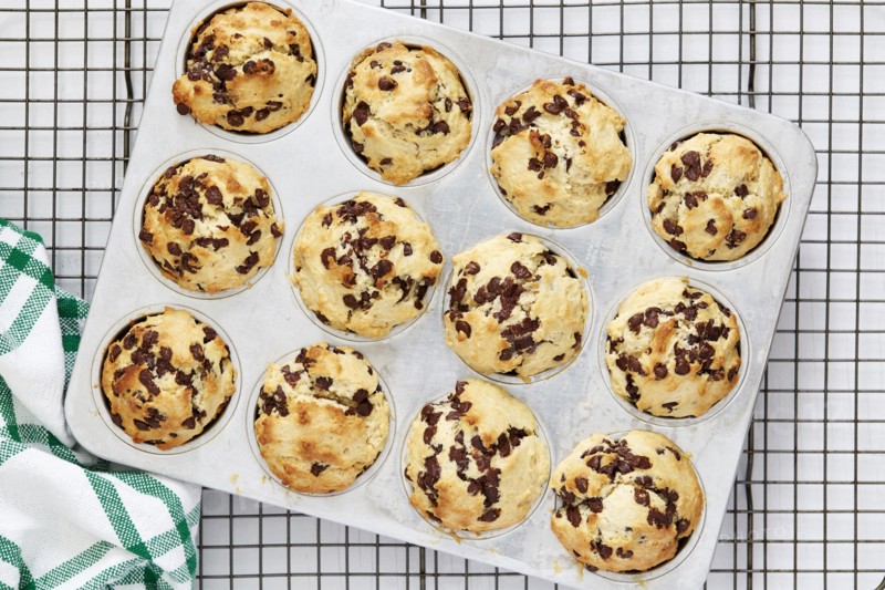Fruit muffins in muffin tin